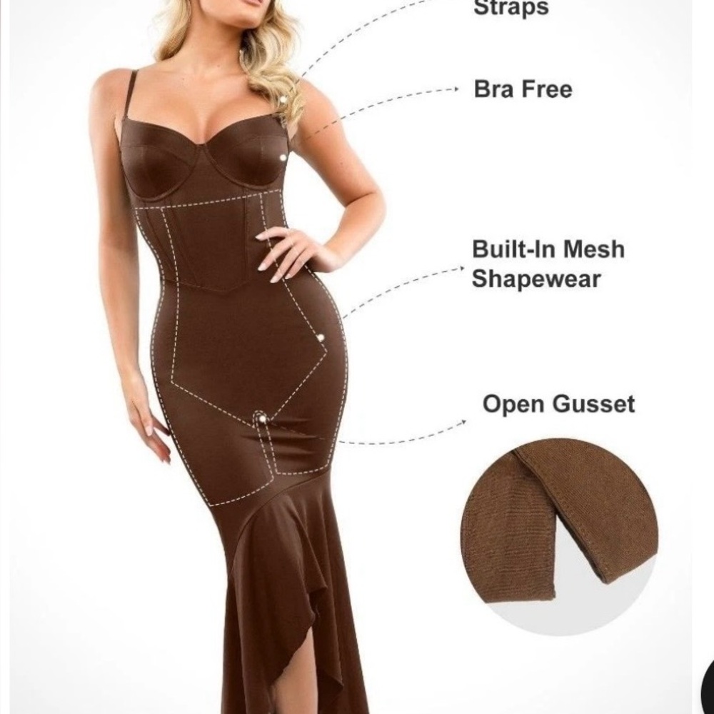 Popilush Brown Mermaid Maxi Dress
